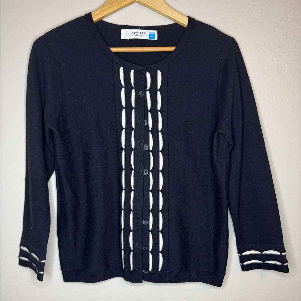 Sparrow Cardigan Black Button Front‎ Lightweight M